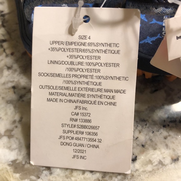 NWT- Baby Size 4 Velcro Sandals - Blue with some orange and small blue sharks. - Picture 4 of 4